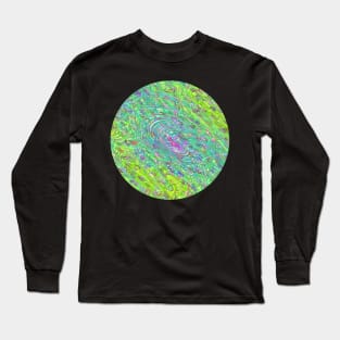 Abstract Fractal Wave Spiral Galaxy Green Blue Aqua Yellow Purple marbled Pattern Swirl Natural Flow Long Sleeve T-Shirt